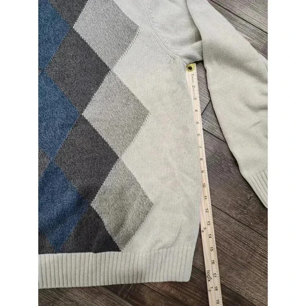 Dockers Sweater Men's Size XL Blue Grey With Diamond Pattern Classic - Picture 6 of 6